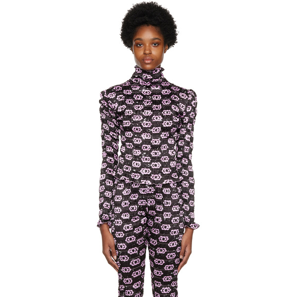  Amy Crookes Black Shirred Turtleneck 