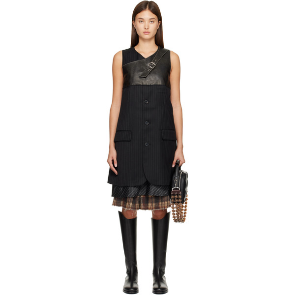  Andersson Bell Black Blazer Cut Sleeveless Midi Dress 