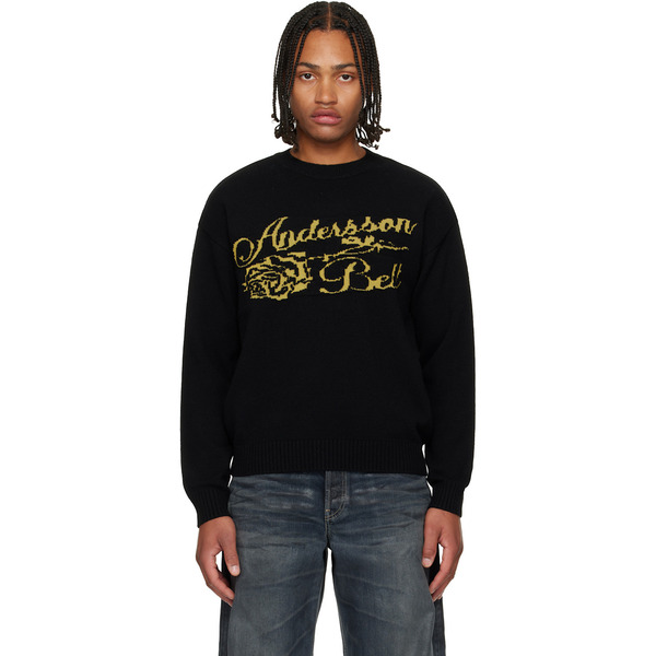  Andersson Bell Black Cashmere Rose Crew-neck Sweater 
