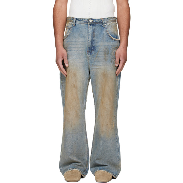  Andersson Bell Blue Destroyed Wide-leg Jeans 