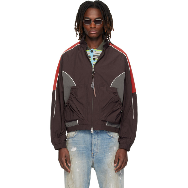  Andersson Bell Brown & Red Color Block Nylon Jacket 