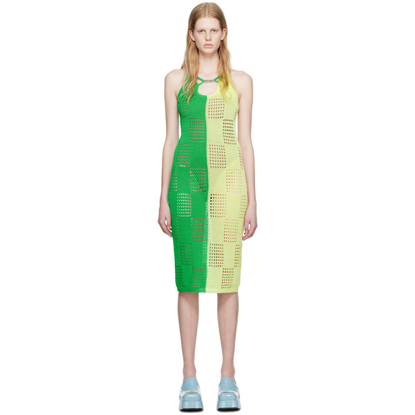  Andersson Bell Green & Yellow Keira Midi Dress 
