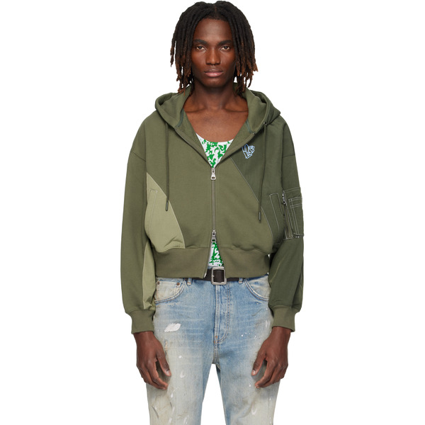  Andersson Bell Khaki Patchwork Ma-1 Zip Up Hoodie 
