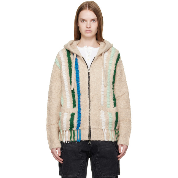  Andersson Bell Off-white Reverse Stripe Knit Hoodie 