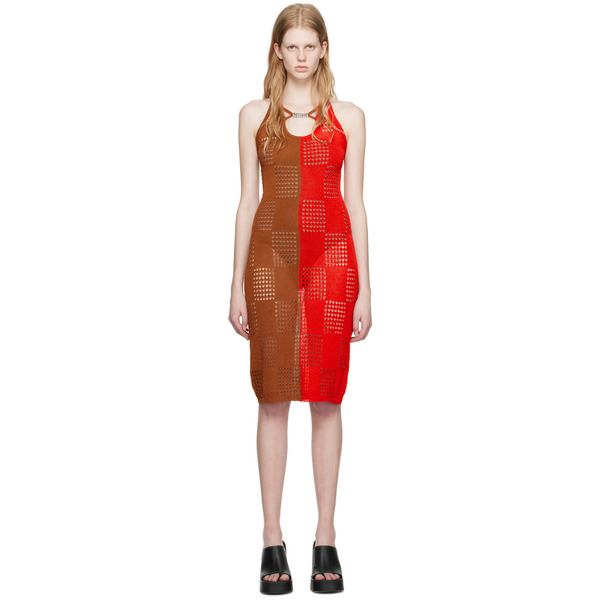  Andersson Bell Red & Brown Keira Midi Dress 