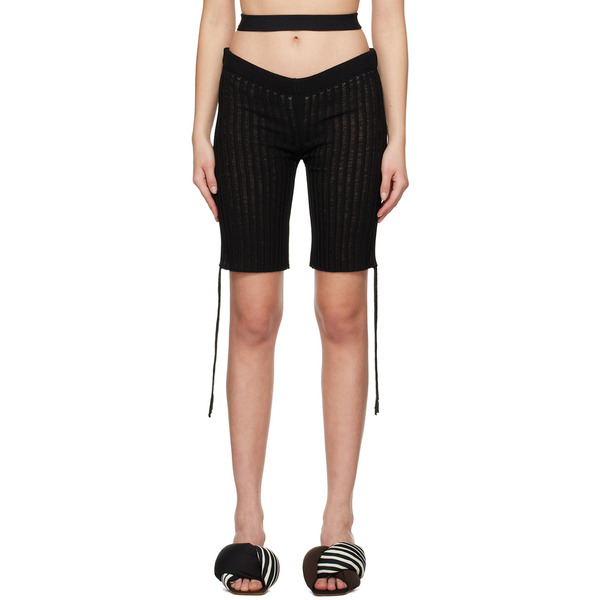  AndreĀdamo Black Floating Rib Shorts 