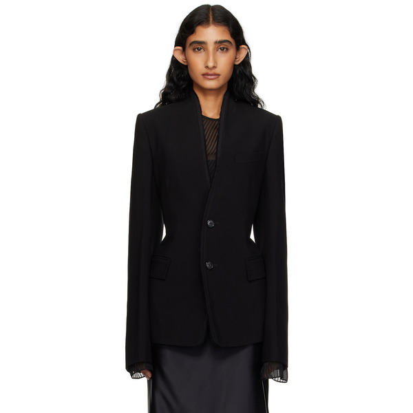  Ann Demeulemeester Black Sady Collarless Fitted Blazer 