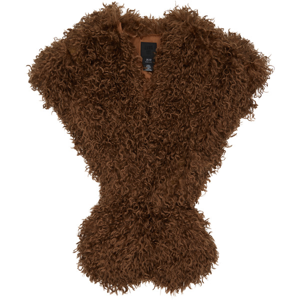  Anna Sui Brown Faux Fur Shawl Scarf 