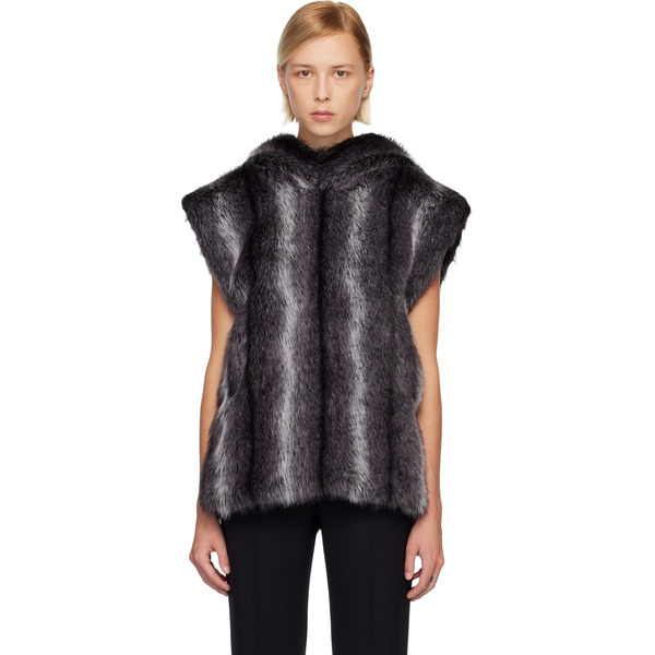  Anna Sui Ssense Exclusive Gray Sleeveless Faux-mink Hoodie 