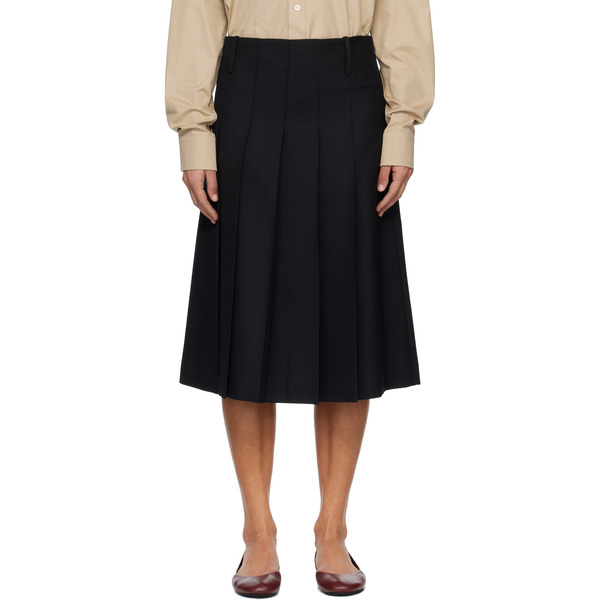  A.p.c. Black Pleated Midi Skirt 
