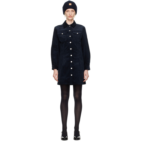  A.p.c. Navy Bonnie Midi Dress 