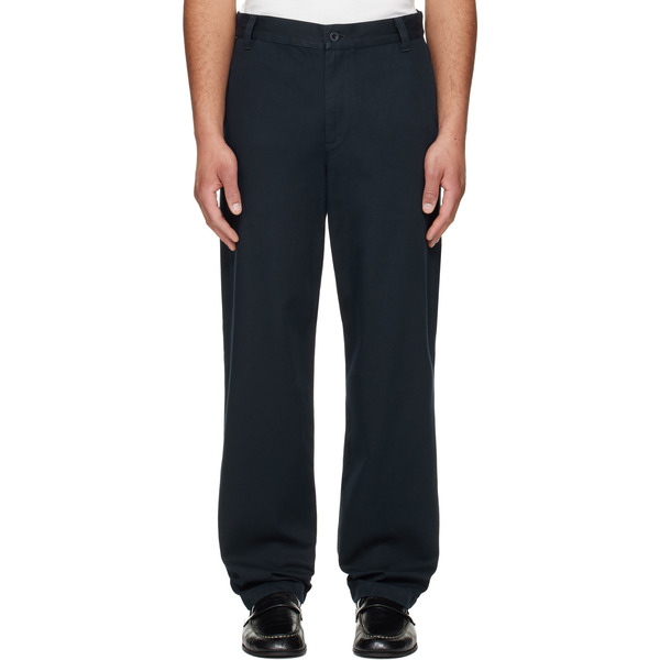  A.p.c. Navy Fitted Straight-leg Gabardine Chino Trousers 