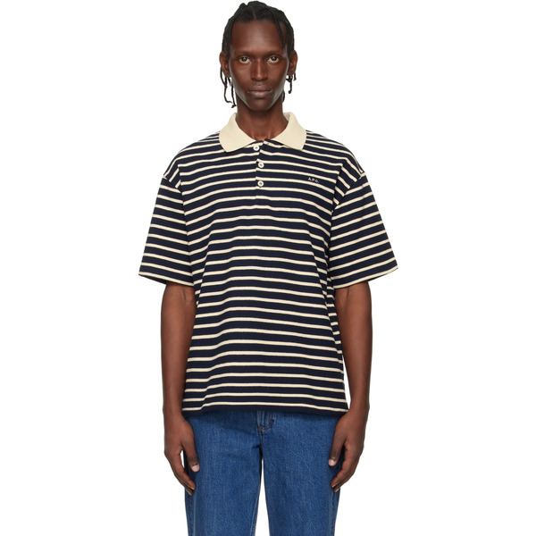  A.p.c. Navy Striped Polo 