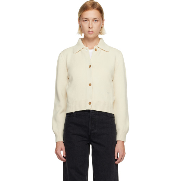  A.p.c. White Polo Shirt Collar Cardigan 