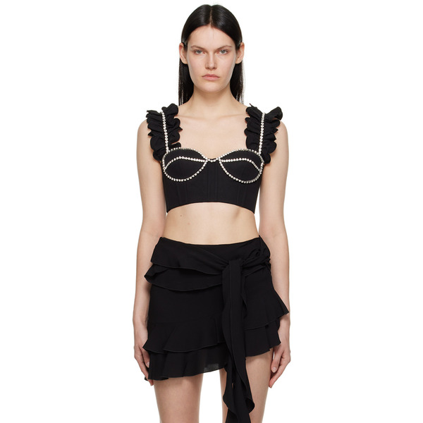  Area Black Ruffle Tank Top 
