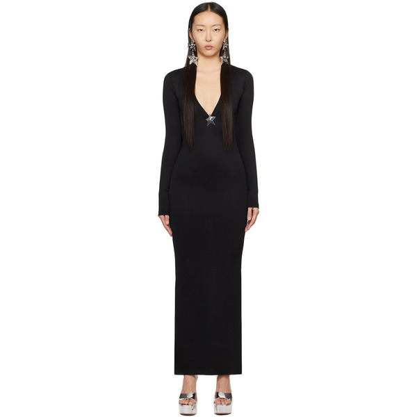  Area Black Star Stud Maxi Dress 
