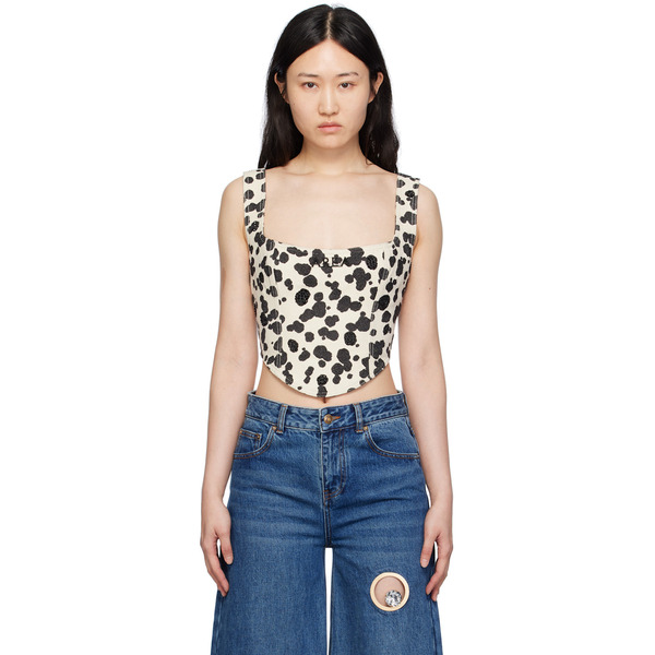  Area Off-white Dalmatian Denim Tank Top 