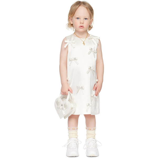  Ashley Williams Ssense Exclusive Kids Off-white Bow Dress 