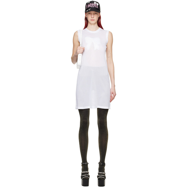  Ashley Williams White Bow Midi Dress 