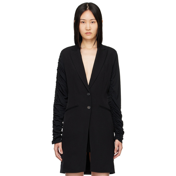  Atlein Black Ruched Sleeve Coat 