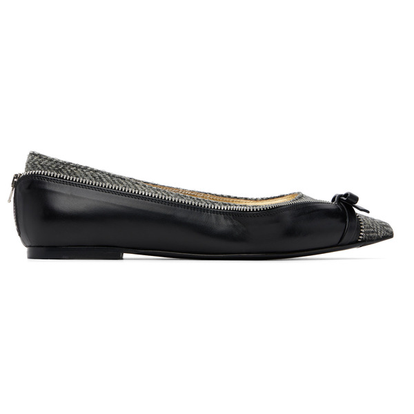  August Barron Black & Gray Unzipped Ballerina Flats 