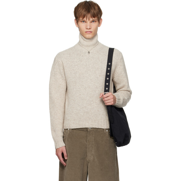  Auralee Beige Cashmere Melange Knit Turtleneck 