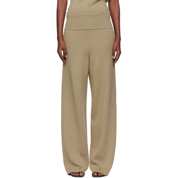  Aya Muse Beige Fold Over Seam Trousers 