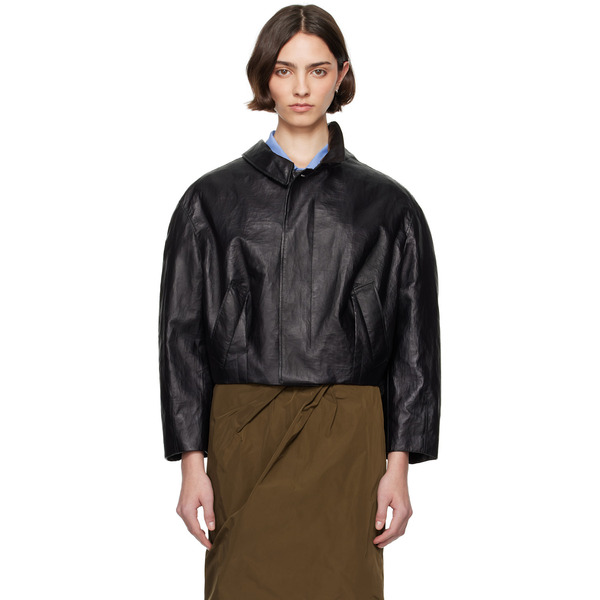  Bally Black Coated Leather Jacket 