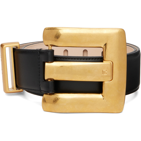  Balmain Black Anthem Calfskin Leather Belt 