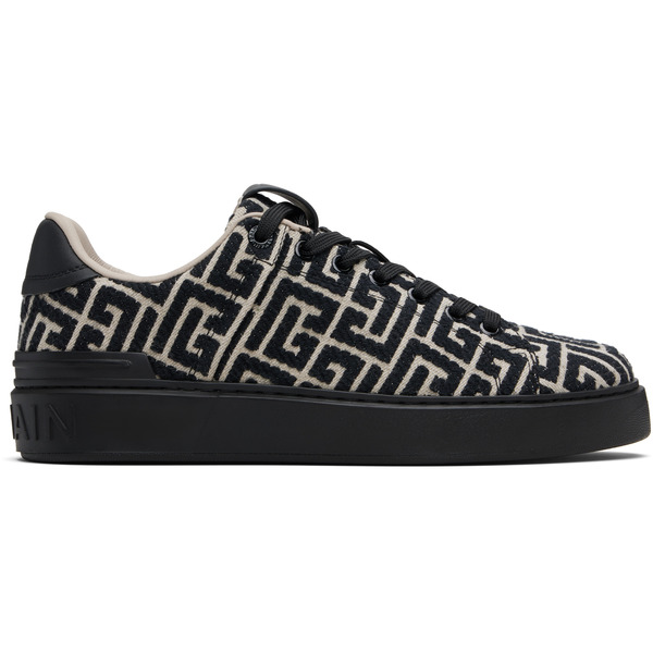  Balmain Black B-court Monogram Sneakers 
