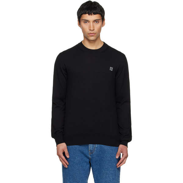  Balmain Black Fine Silk & Cotton Sweater 