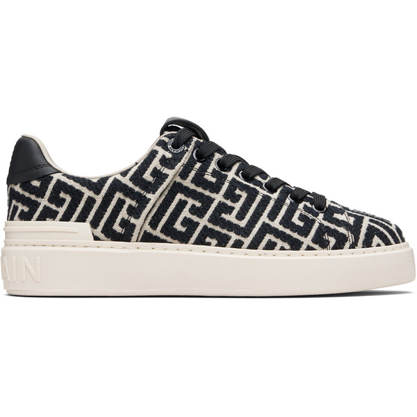  Balmain Black & Off-white Monogram Jacquard B-court Sneakers 