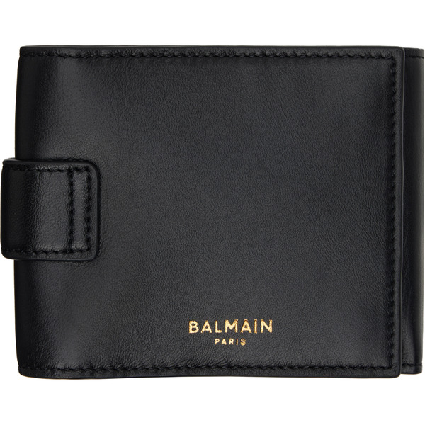  Balmain Black Pulse Trifold Lambskin Wallet 