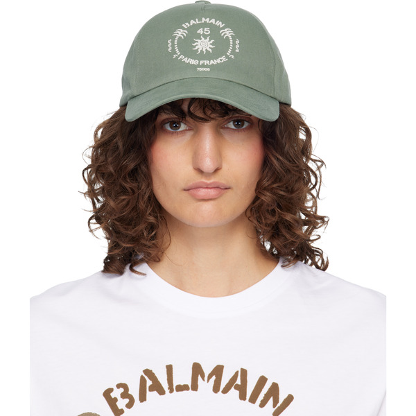  Balmain Green 'balmain Paris' Cap 