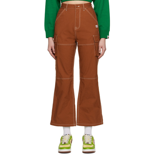  Bape Brown Color Stitching High Waist Cargo Pants 