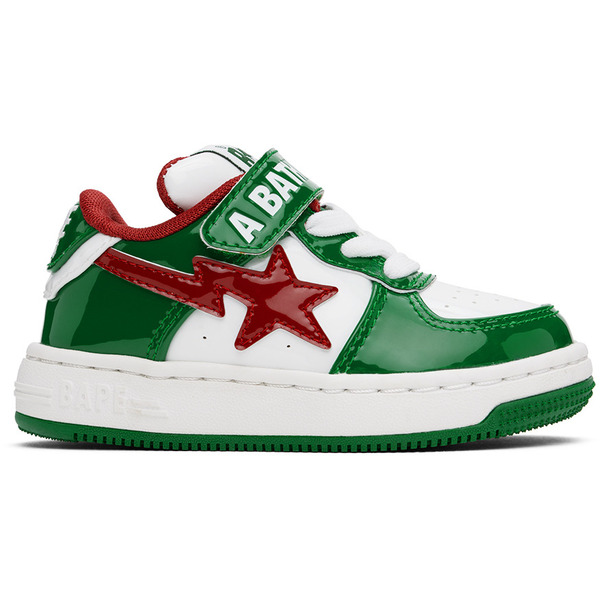  Bape Kids Green & White Sta #2 K2 Sneakers 