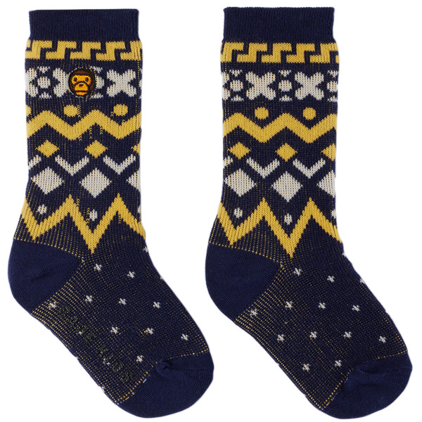  Bape Kids Navy Baby Milo Nordic Socks 