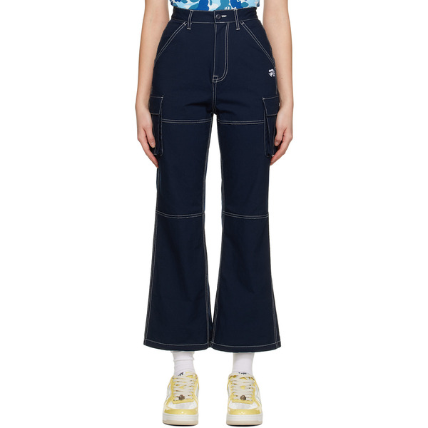  Bape Navy Color Stitching Cargo Pants 