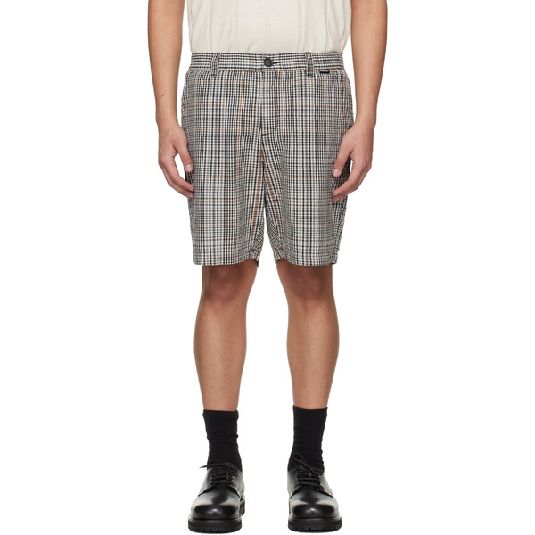  Barbour Off-white & Black Fife Checked Shorts 