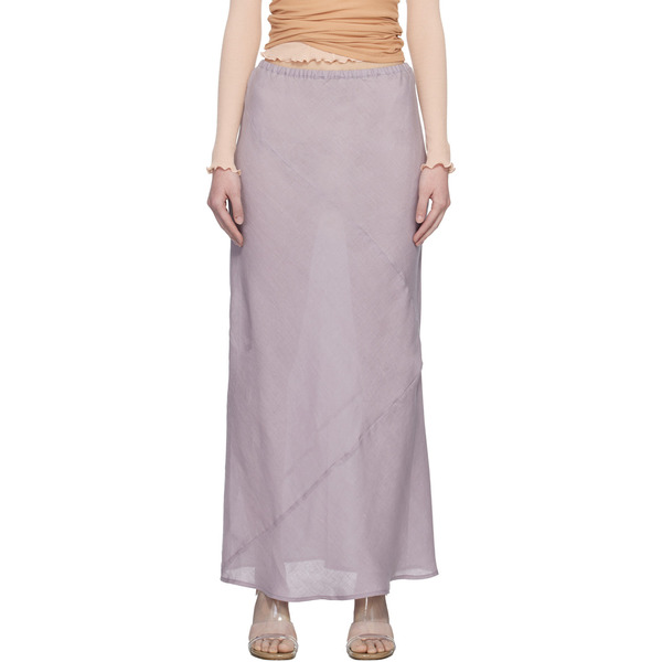  Baserange Purple Fine Linen Larva Maxi Skirt 