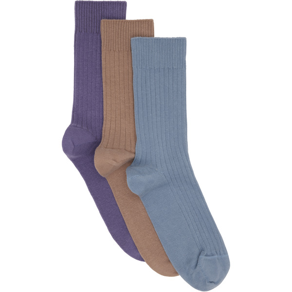  Baserange Three-pack Multicolor Cotton Rib Overankle Socks 