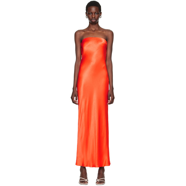  Bec + Bridge Orange Moon Dance Strapless Maxi Dress 