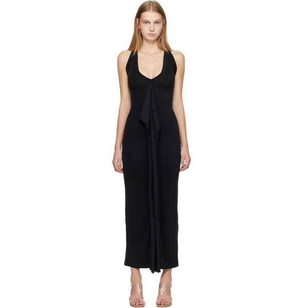  Belle Anna Black Cascade Midi Dress 