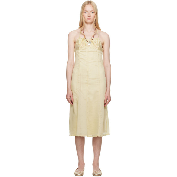  Belle Anna Yellow Flore Midi Dress 