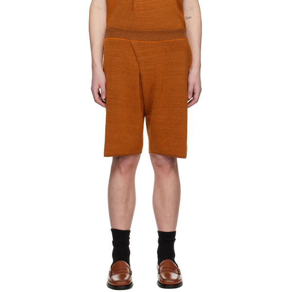  Bianca Saunders Orange Pleat Shorts 