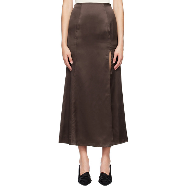  Bite Brown Organic Silk Maxi Skirt 