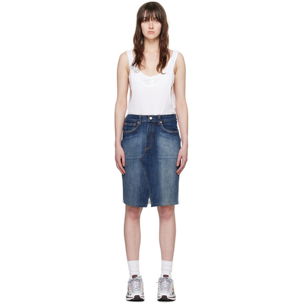  Bless White & Indigo Pocketlegdress Midi Dress 