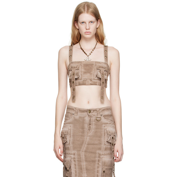  Blumarine Brown Cargo Pocket Tank Top 