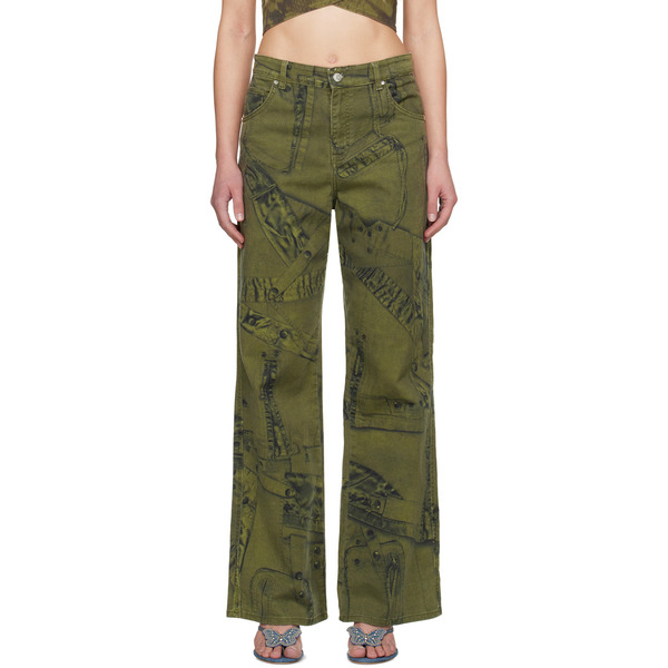  Blumarine Khaki Printed Jeans 