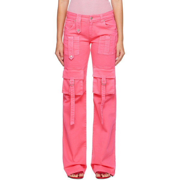  Blumarine Pink Cinch Strap Cargo Pants 